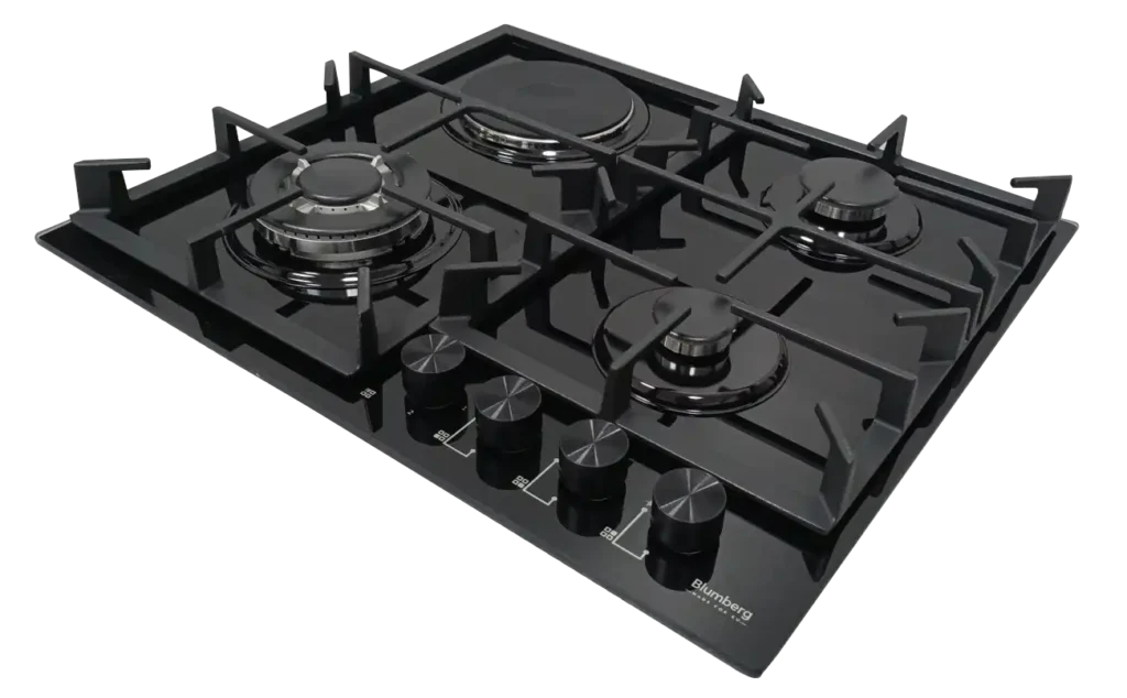 BBI632GB black built-in gas hob with four burners