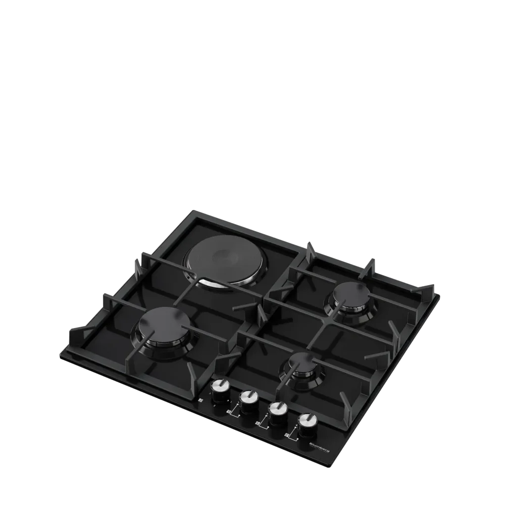 Black built-in hob with four burners, model BBI631B